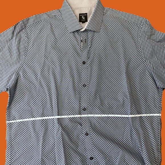 Modango Milano Navy Diamond-Print Short Sleeve Shirt | XL (Size 7) - Picture 7 of 7